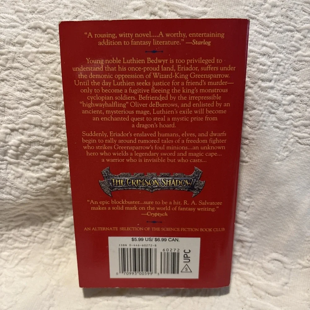 R.A. Salvatore The Sword of Bedwyr Paperback The Crimson Shadow Fantasy Novel